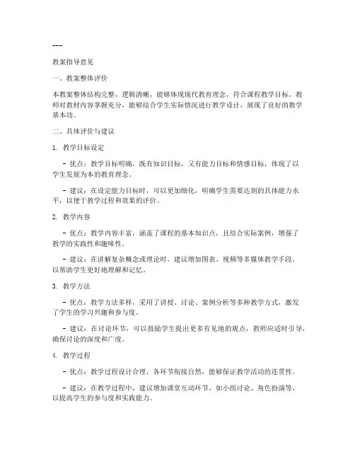 大学教师教案指导意见怎么写