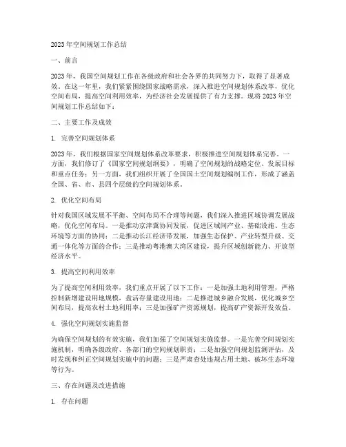 空间规划年度总结范文