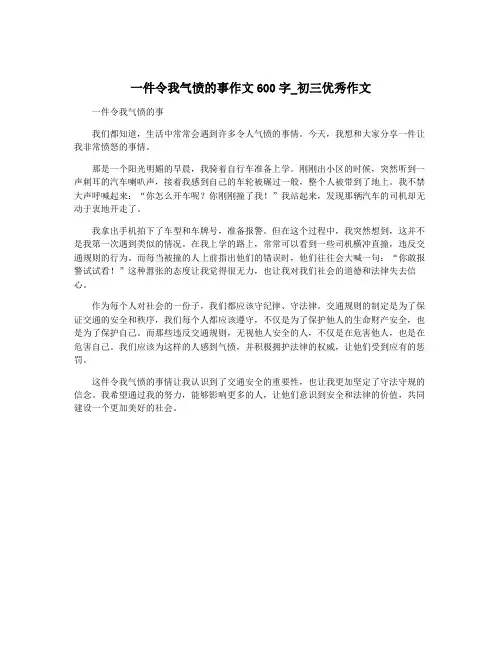 一件令我气愤的事作文600字_初三优秀作文