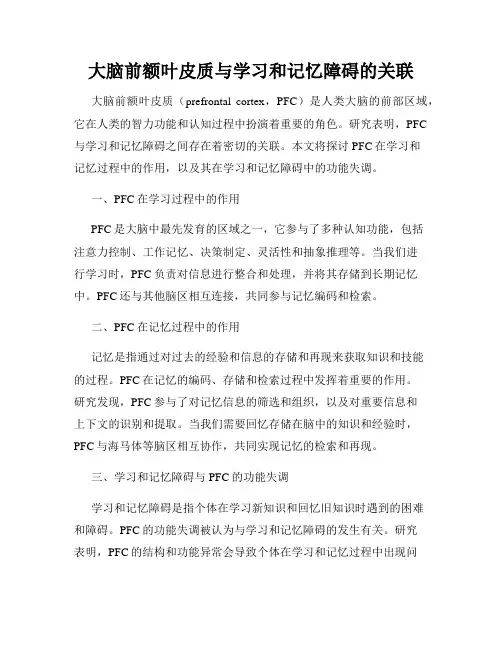 大脑前额叶皮质与学习和记忆障碍的关联