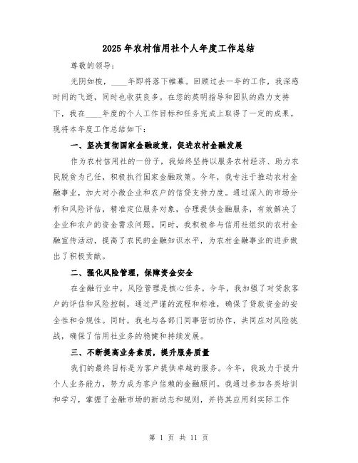 2025年农村信用社个人年度工作总结(5篇)