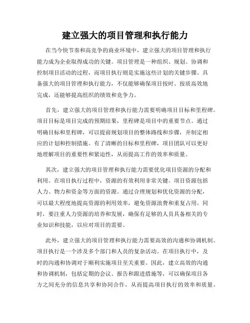 建立强大的项目管理和执行能力