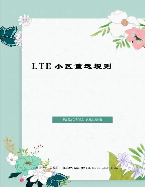 LTE小区重选规则精编版