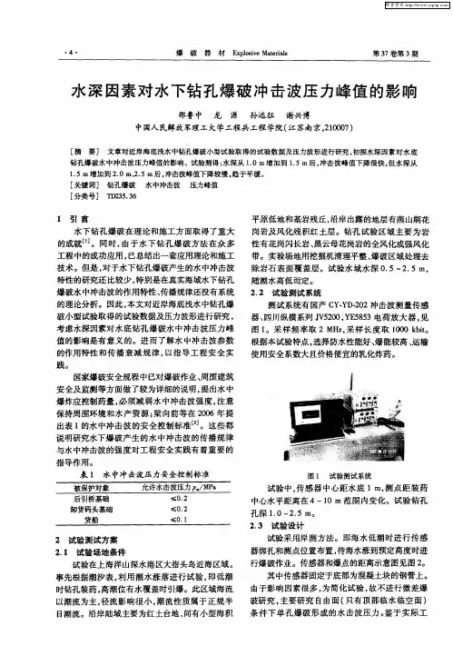 水深因素对水下钻孔爆破冲击波压力峰值的影响