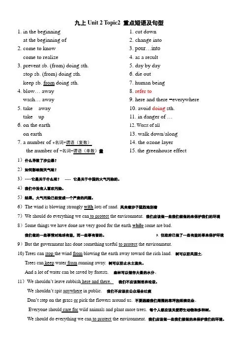 【知识点归纳】九上 Unit2Topic2 重点短语及句型