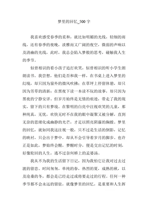 梦里的回忆_500字