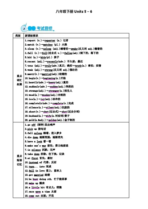 最新重点中学中考英语教材精讲：八下Unit5-6