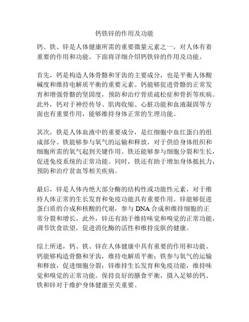 钙铁锌的作用及功能
