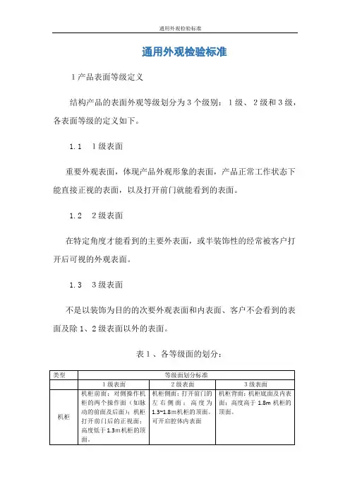 通用外观检验标准