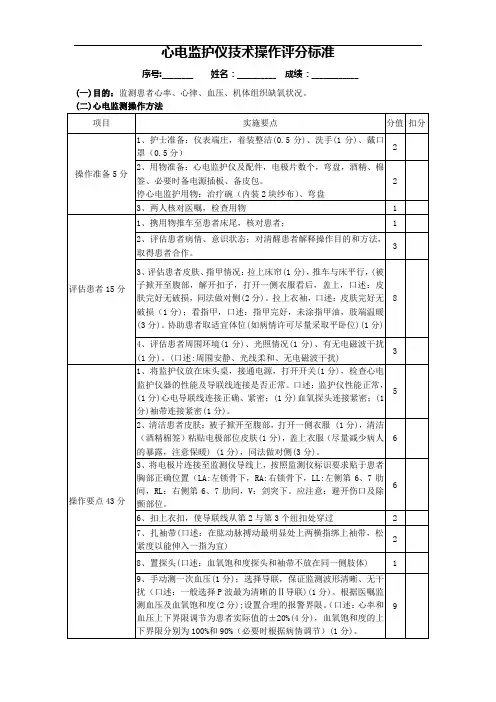 心电监护考核标准