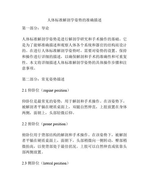 人体标准解剖学姿势的准确描述