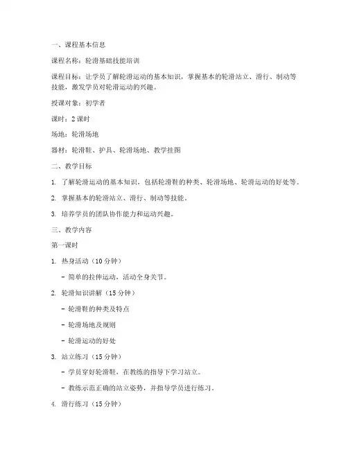 轮滑课试听课教案模板范文