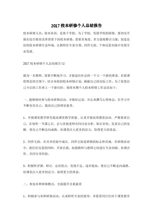 2017校本研修个人总结报告