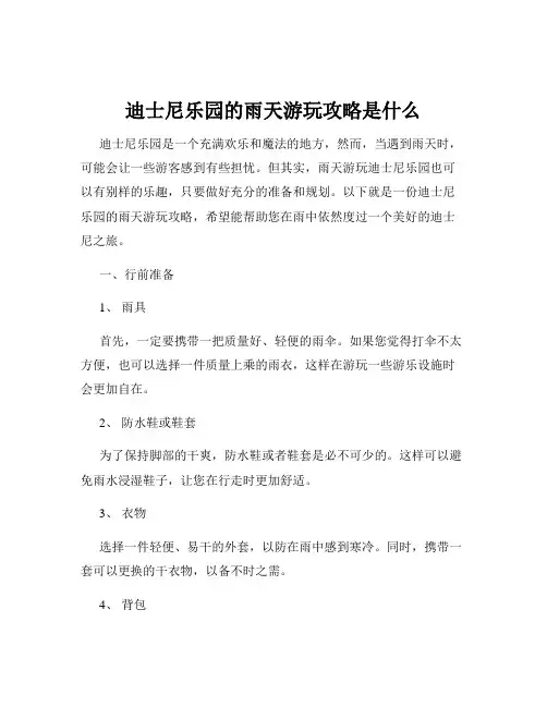迪士尼乐园的雨天游玩攻略是什么