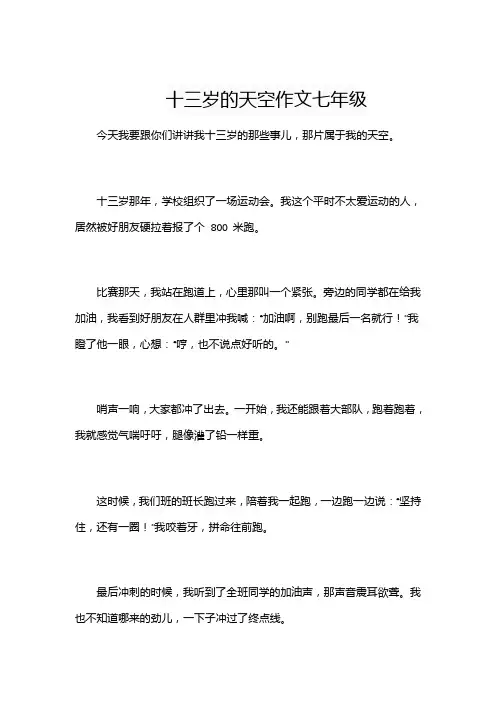 十三岁的天空作文七年级