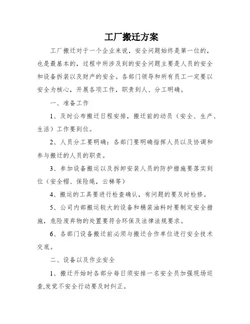 工厂搬迁方案