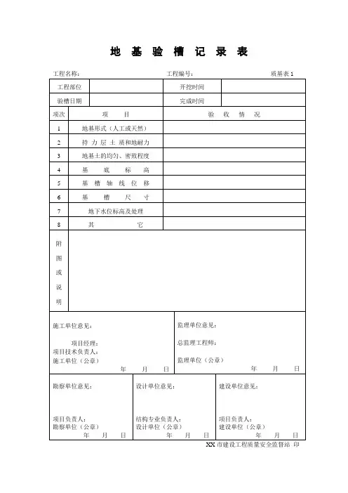 地基验槽记录表(五方盖章)