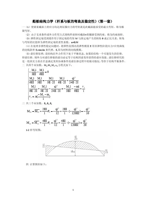 历年船舶结构力学参考答案及解答