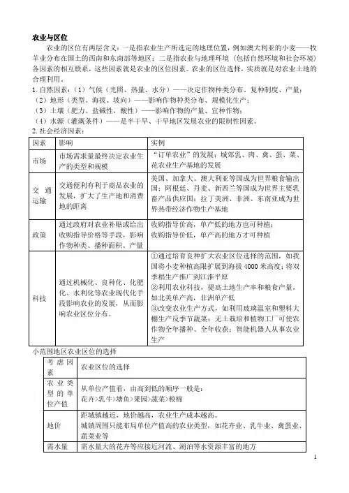 我国部分地区农业区位分析