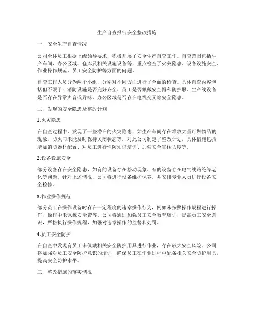 生产自查报告安全整改措施