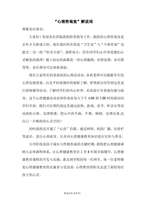 心理咨询室迎检解说词