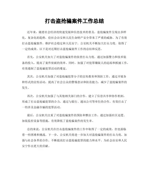 打击盗抢骗案件工作总结