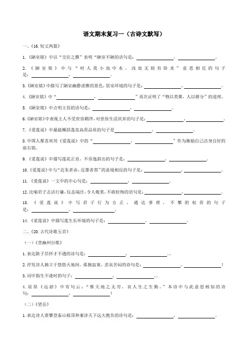 人教版七下语文期末复习(含答案)