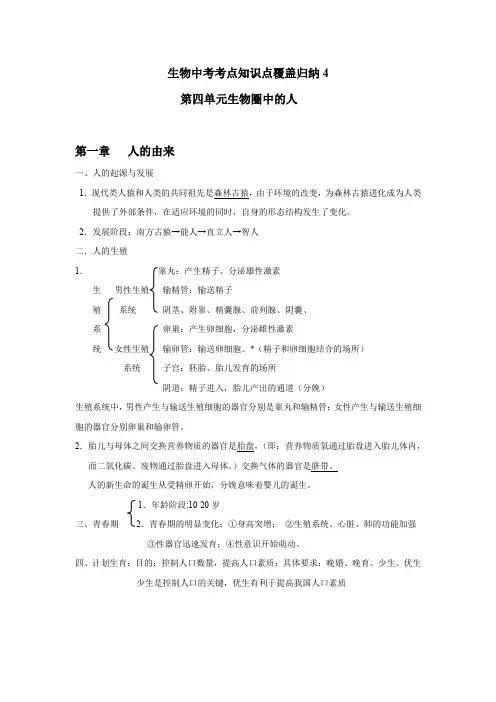 初中生物会考考点知识点覆盖归纳要点4生物圈中的人