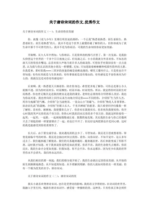 关于唐诗宋词的作文_优秀作文