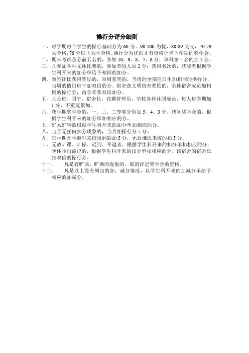 操行分评分细则