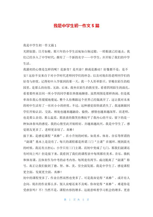 我是中学生初一作文5篇