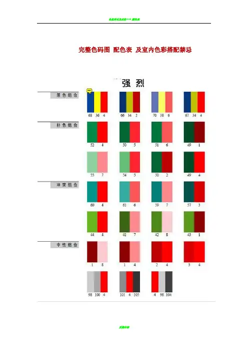 色码图配色表及室内色彩搭配