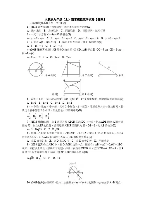 【5套打包】福州市初三九年级数学上期末考试测试卷(解析版)