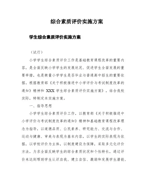 综合素质评价实施方案