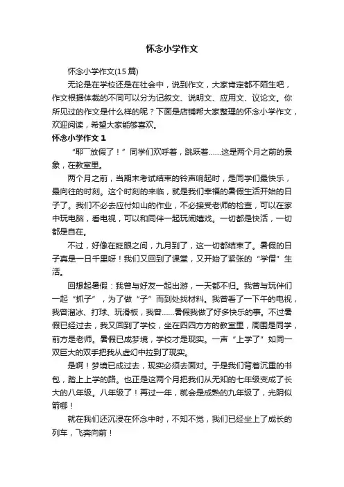 怀念小学作文