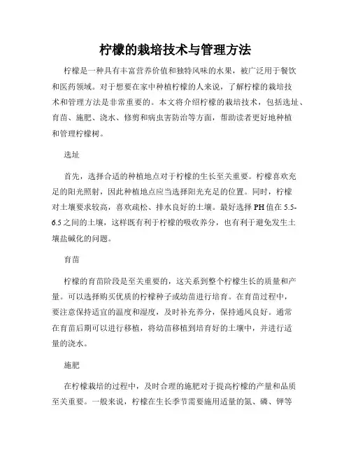 柠檬的栽培技术与管理方法