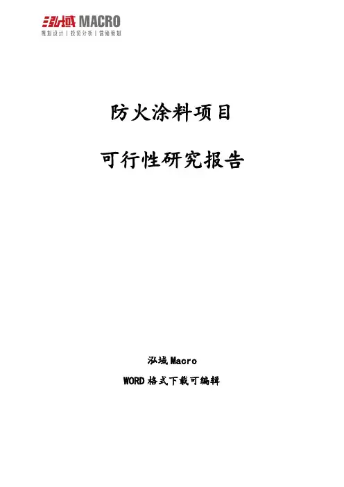 防火涂料项目可行性研究报告