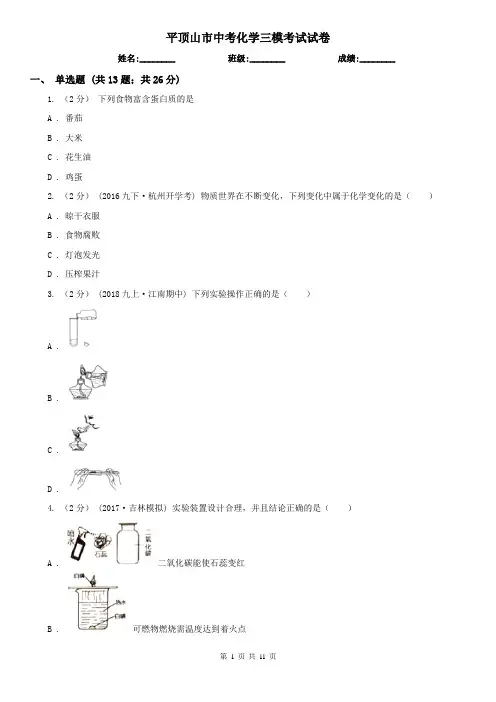 平顶山市中考化学三模考试试卷