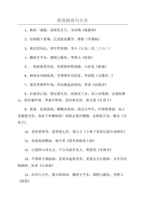 荷花的诗句大全