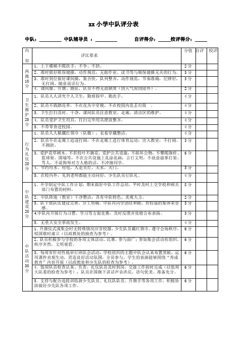 中队评比表