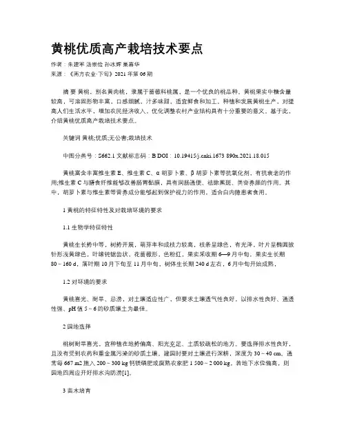 黄桃优质高产栽培技术要点