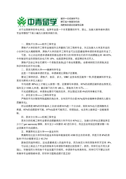 加拿大留学难申请专业盘点