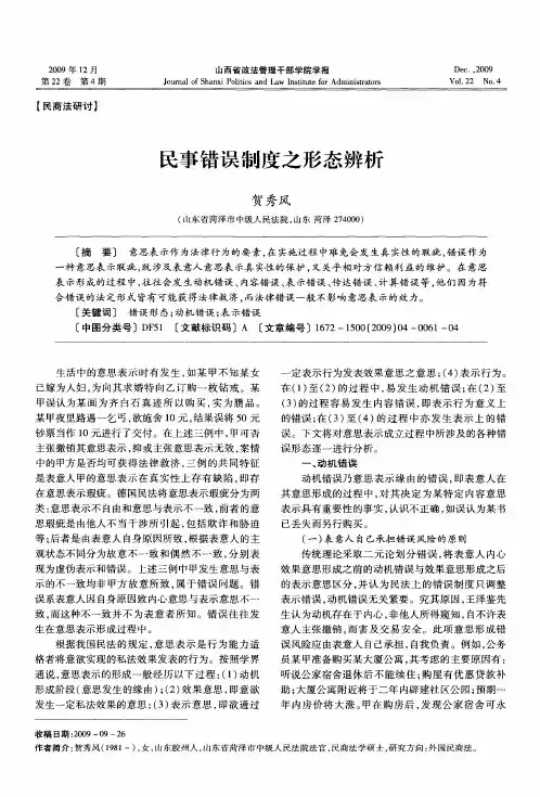 民事错误制度之形态辨析