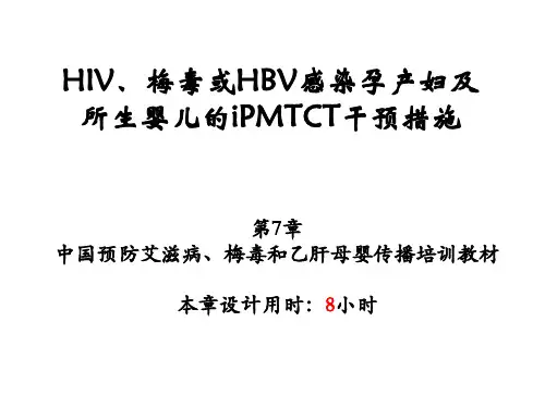 HIV、梅毒或HBV感染孕产妇及所生婴儿的iPMTCT干预措施