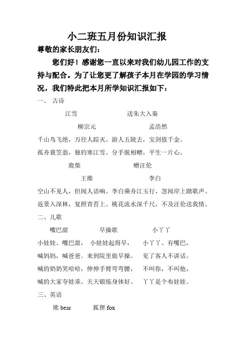 幼儿园小二班学期汇报