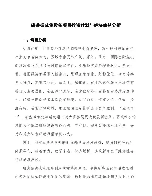 磁共振成像设备项目投资计划与经济效益分析