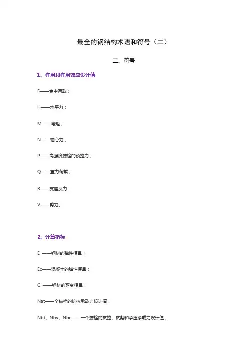 最全的钢结构术语和符号(二)