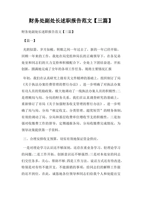 财务处副处长述职报告范文【三篇】