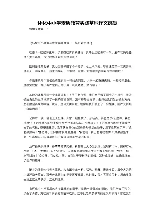 怀化中小学素质教育实践基地作文感受