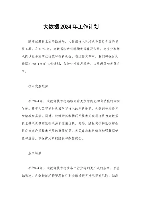 大数据2024年工作计划
